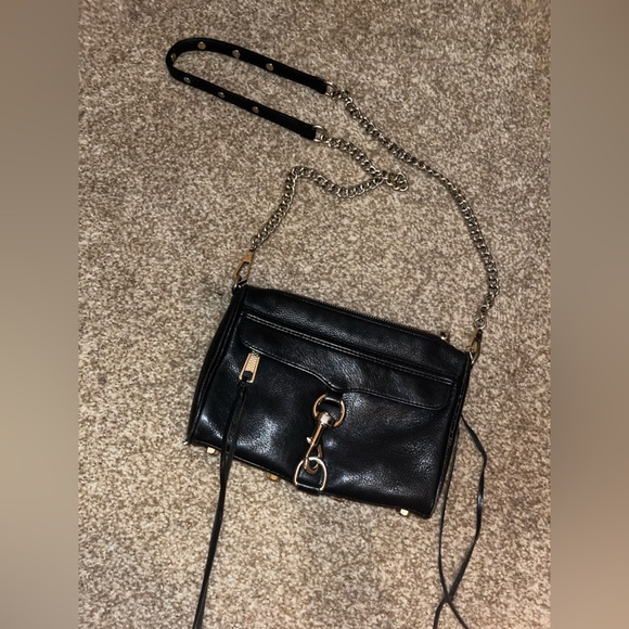 Rebecca Minkoff Mac Convertable Crossbody Black Leather Chain Studded ￼Purse. - Picture 1 of 6